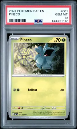 2024 POKEMON PAF EN-PALDEAN FATES #001 PINECO PSA 10 - Image 1