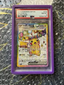 Pokemon TCG Pikachu EX Surging Sparks Ultra Rare 219/191 NM PSA 8 - Image 1