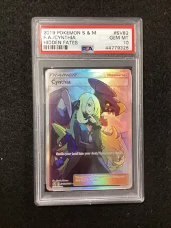 PSA 10 Pokemon TCG 2019 Pokemon Sun & Moon Hidden Fates #SV82 Fa/Cynthia - Image 1