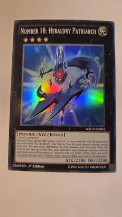 YuGiOh Number 18: Heraldry Patriarch Super Rare 1st Edition WSUP-EN004 - Image 1