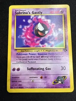Sabrina’s Gastly 97/132 Gym Challenge Common Pokemon TCG Card 2000 - Image 1