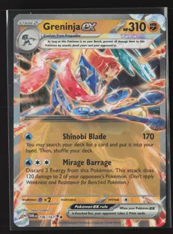 Greninja ex Double Rare SV06: Twilight Masquerade 106/167 NM Pokemon Card - Image 1