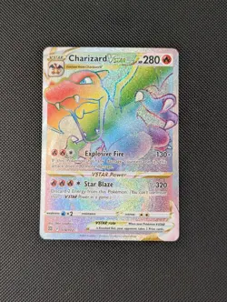 Pokemon TCG Charizard VSTAR Rainbow Secret Rare Card Brilliant Stars 174/172 NM - Image 1