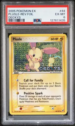 Pokemon Card Plusle 44/107 Reverse Holo Foil EX Deoxys PSA 6 EX-MT - Image 1