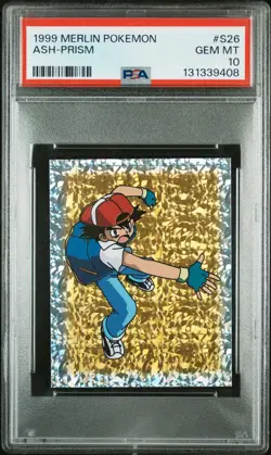 PSA 10 GEM MINT 1999 MERLIN POKEMON #S26 ASH-PRISM - Image 1