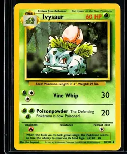 1999 TCG Pokemon #30/102 Ivysaur Regular Unlimited Base Set - Image 1