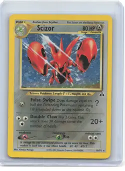 2001 Pokemon—Scizor #10/75 Neo Discovery—Holo Rare Holo (Damaged) - Image 1