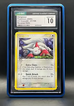2005 Pokemon EX Emerald-Zangoose 21/106 Reverse Holo Rare-POP 13-CGC Gem Mint 10 - Image 1