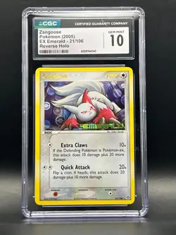 2005 Pokemon EX Emerald-Zangoose 21/106 Reverse Holo Rare-POP 13-CGC Gem Mint 10 - Image 2