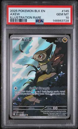 PSA 10 Axew Illustration Rare 145/086 Black Bolt Pokemon TCG - Image 1