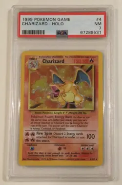 PSA 7 Near Mint Charizard Holo Base Set Unlimited Pokemon 1999 - Image 1