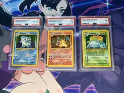 1999 Pokemon Unlimited Base set Trio PSA 7/6/7 Charizard, Blastoise, Venusaur - Image 1