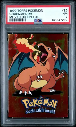 1999 TOPPS POKEMON THE MOVIE EDITION FOIL #E6 CHARIZARD #6 PSA 7 - Image 1