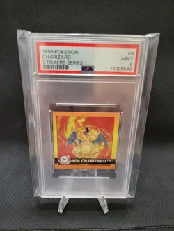 PSA 9 CHARIZARD PSA 7 CHARMELEON PSA6 CHARMANDER 1999 POKEMON MERLIN STICKER SET - Image 2