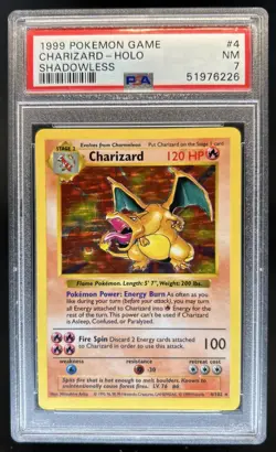 1999 Pokemon Shadowless Charizard Holo #4/102 PSA 7 - Image 1
