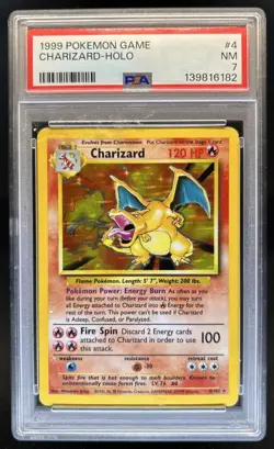 1999 Pokemon Unlimited Charizard Rare Holo #4/102 PSA 7 - Image 1