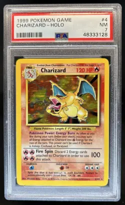 1999 Pokemon Unlimited Charizard Rare Holo #4/102 PSA 7 - Image 1