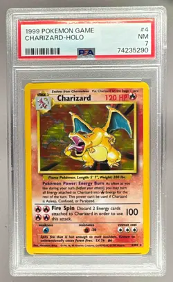 74235290 Charizard 1999 Pokemon Unlimited #4 Rare Holo PSA 7 - Image 1