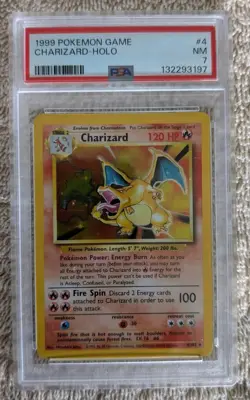 1999 POKEMON GAME BASE SET #4 CHARIZARD-HOLO PSA 7 NEAR MINT - Image 1