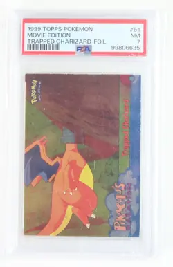 1999 Pokemon Topps Movie Edition Trapped Charizard Foil #51 NM 7 PSA Graded - Image 1