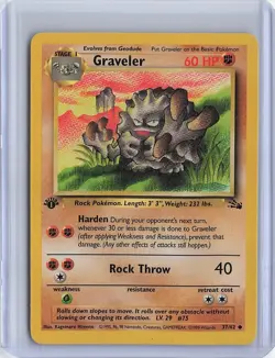Graveler 37/62 1st Edition Fossil Pokemon Card 1999 WOTC Vintage NM Mint Rare - Image 1