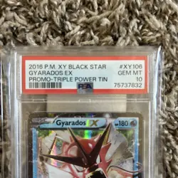 PSA 10 Gyarados EX XY106 Black Star Promo Shiny Triple Power Tin Pokemon Card - Image 2
