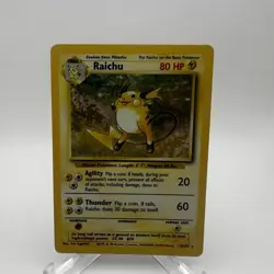 Pokemon Raichu Base Set Holo Rare 14/102 80 HP Stage 1 Card English - Image 1