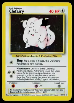 Pokemon Card - Clefairy Base Set 5/102 Holo Rare - Image 1
