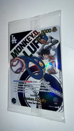 LA DODGERS X One Piece CCG Monkey D. Luffy Leader Promo Holo Card EB02-010 - Image 1