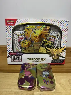 Pokemon Scarlet & Violet 151 Zapdos ex Collection 151 Mini Tin X2 Lot Of 3 Items - Image 1