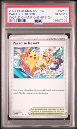 Paradise Resort Pokemon 2024 World Championships Promo Indonesian SV-P PSA 10 - Image 1