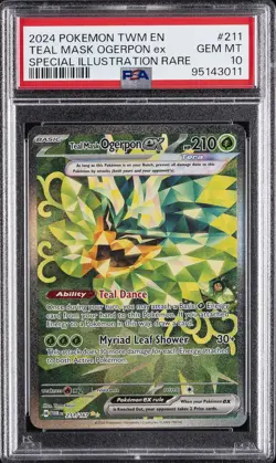 2024 POKEMON TWM EN-TWILIGHT MASQUERADE #211 TEAL MASK OGERPON EX PSA 10 - Image 1