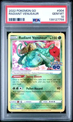 2022 Pokemon GO - #004 Radiant Venusaur Holo Rare 004/078 - PSA 10 GEM MINT - Image 1