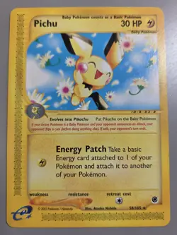Pokemon Base Set Expedition #58/165 non-holo PICHU **never played** - Image 1