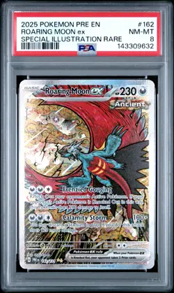 2025 Pokemon Prismatic Evolutions Roaring Moon EX 162/131 SIR PSA 8 NM-MT - Image 1