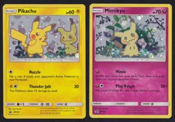 Pokemon Pikachu SM162 Mimikyu SM163 Holo Black Star Promos SWIRL - Image 1