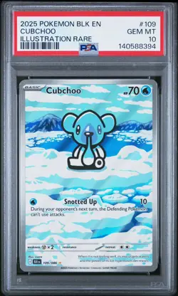 2025 POKEMON BLK EN-BLACK BOLT ILLUSTRATION RARE #109 CUBCHOO PSA 10 - Image 1
