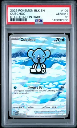 2025 POKEMON BLK EN-BLACK BOLT ILLUSTRATION RARE #109 CUBCHOO PSA 10 - Image 1