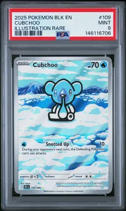 2025 POKEMON BLK EN-BLACK BOLT ILLUSTRATION RARE #109 CUBCHOO PSA 9 - Image 1