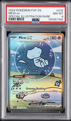 2024 POKEMON PAF EN-PALDEAN FATES SPECIAL ILLUSTRATION RARE #232 MEW EX PSA 8 - Image 1