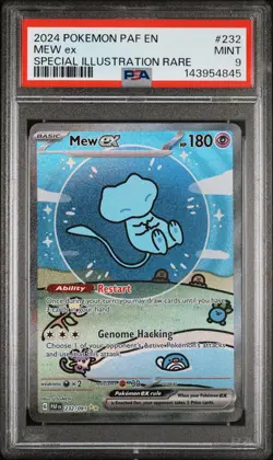 2024 POKEMON PAF EN-PALDEAN FATES SPECIAL ILLUSTRATION RARE #232 MEW EX PSA 9 - Image 1