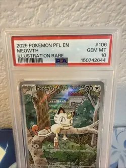 2025 Pokemon PFL EN Phantasmal Flames Meowth #106 Illustration Rare PSA 10 - Image 2