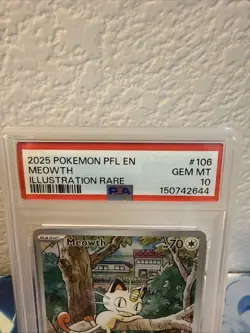 2025 Pokemon PFL EN Phantasmal Flames Meowth #106 Illustration Rare PSA 10 - Image 5