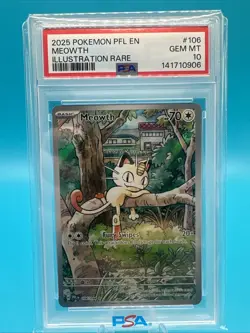 2025 POKEMON PFL EN-PHANTASMAL FLAMES ILLUSTRATION RARE #106 MEOWTH PSA 10 - Image 1