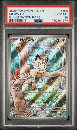 2025 POKEMON PFL EN-PHANTASMAL FLAMES ILLUSTRATION RARE #106 MEOWTH PSA 10 - Image 1