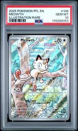 2025 POKEMON PFL EN-PHANTASMAL FLAMES ILLUSTRATION RARE #106 MEOWTH PSA 10 - Image 1