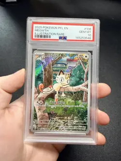 2025 POKEMON PFL EN-PHANTASMAL FLAMES ILLUSTRATION RARE #106 MEOWTH PSA 10 - Image 1