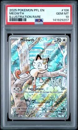 2025 POKEMON PFL EN-PHANTASMAL FLAMES ILLUSTRATION RARE #106 MEOWTH PSA 10 - Image 1