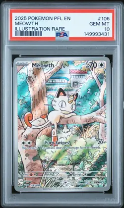 2025 POKEMON PFL EN-PHANTASMAL FLAMES ILLUSTRATION RARE #106 MEOWTH PSA 10 - Image 1