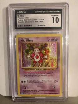 Pokemon TCG Mr. Mime Holo Rare Card 013/034 Classic Collection CGC 10 Gem Mint - Image 1